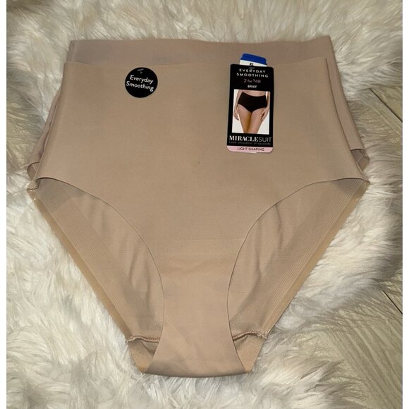 2 Miraclesuit 2534 Everyday Smoothing Brief Panties Womens XL X-Large Beige - Picture 1 of 4